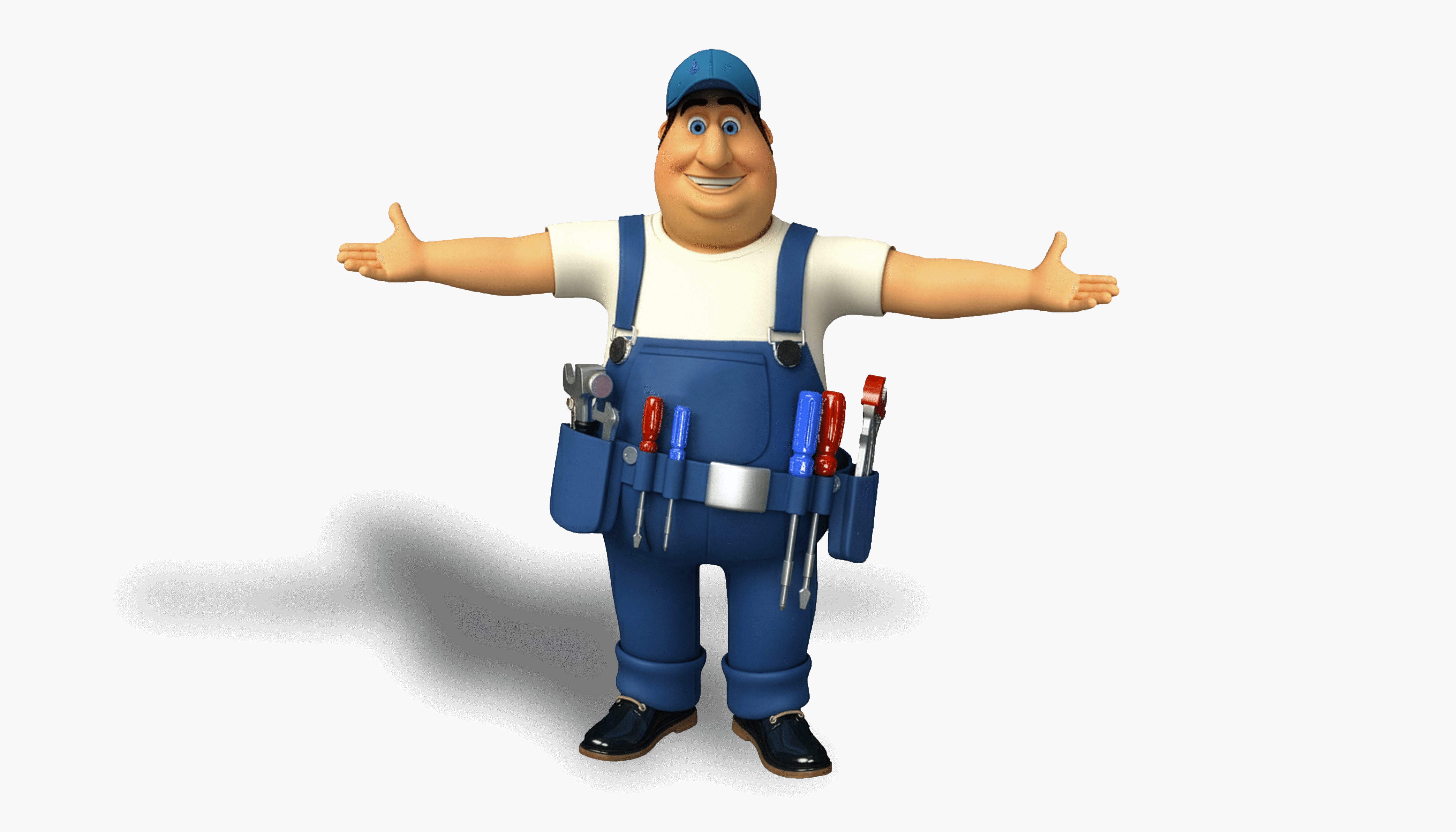 Dieses Bild zeigt einen Handwerker als Comicfigur mit ausgestreckten Armen welche auf die Firmenlogos von Lorenz zeigen.